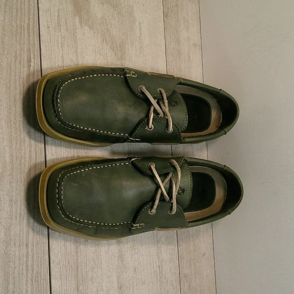 Tommy Bahama Classic Preppy Green Leather Casual Retro Boat Shoes Loafers 9M